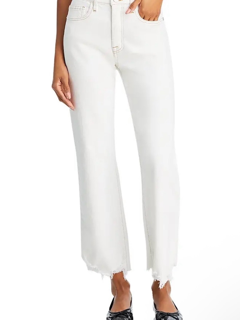 Frame LE JANE WIDE LEG RAW FRAY IN AU NATURAL CLEAN NWOT size 23